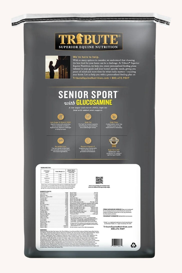 Tribute Senior Sport With Glucosamine Textured High Fat Horse Feed 50 lbs