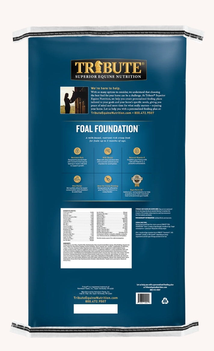 Tribute Foal Foundation Milk Based Pelleted Creep Horse Feed 50 lbs
