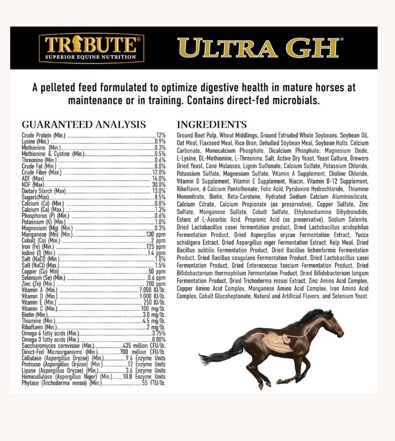 Tribute Ultra GH Pelleted Feed For Performance Horses  50 lbs