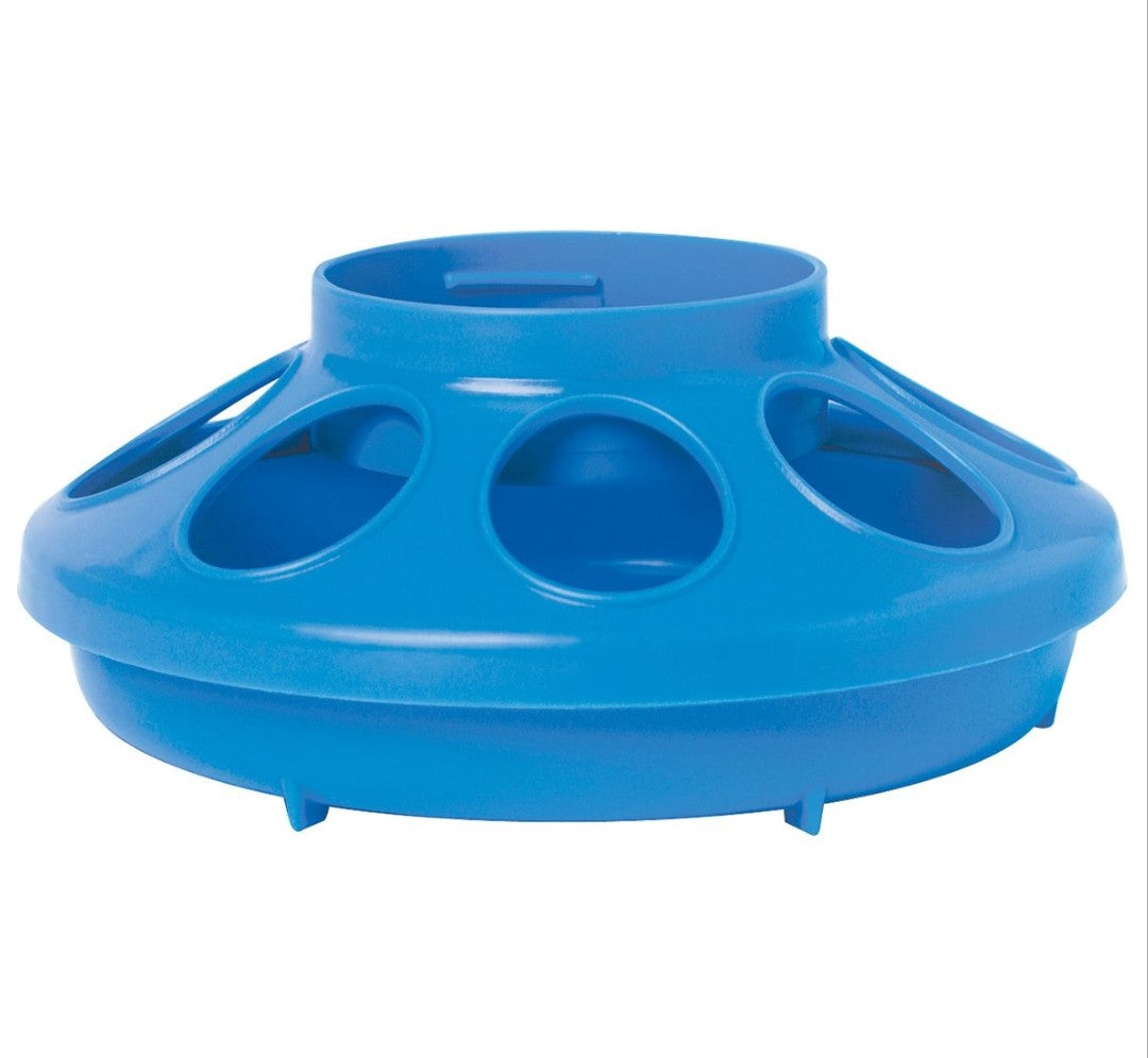 Plastic Screw on Poultry Feeder Base 1 Quart Berry Blue