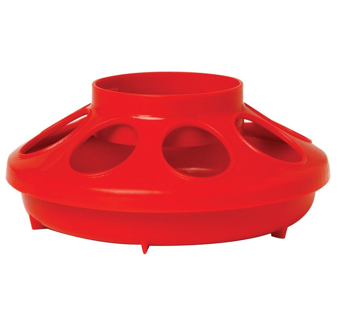 Plastic Screw on Poultry Feeder Base For 1 Quart Jar Red