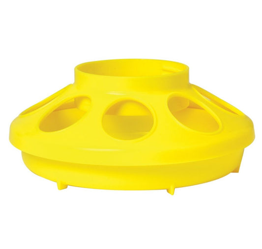 Plastic Screw on Poultry Feeder Base For 1 Quart Jar Yellow