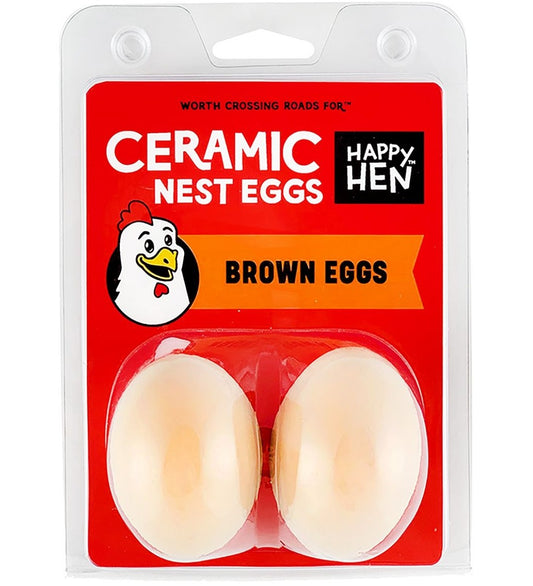 Happy Hen Ceramic Nest Eggs Brown 2 pack