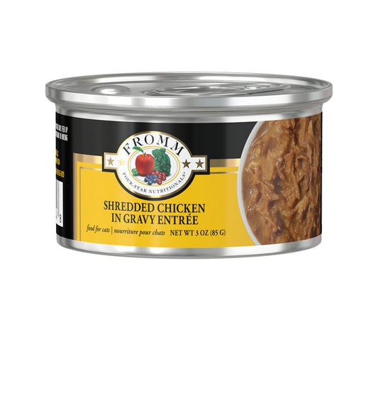 Fromm Cat 4 Star Grain Free Shredded chicken In Gravy 3 oz cans 12 pack
