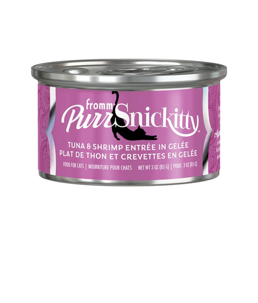 Fromm Cat Purrsnickey Tuna and Shrimp Entree Pate In Gelee 3 oz cans 12 pack