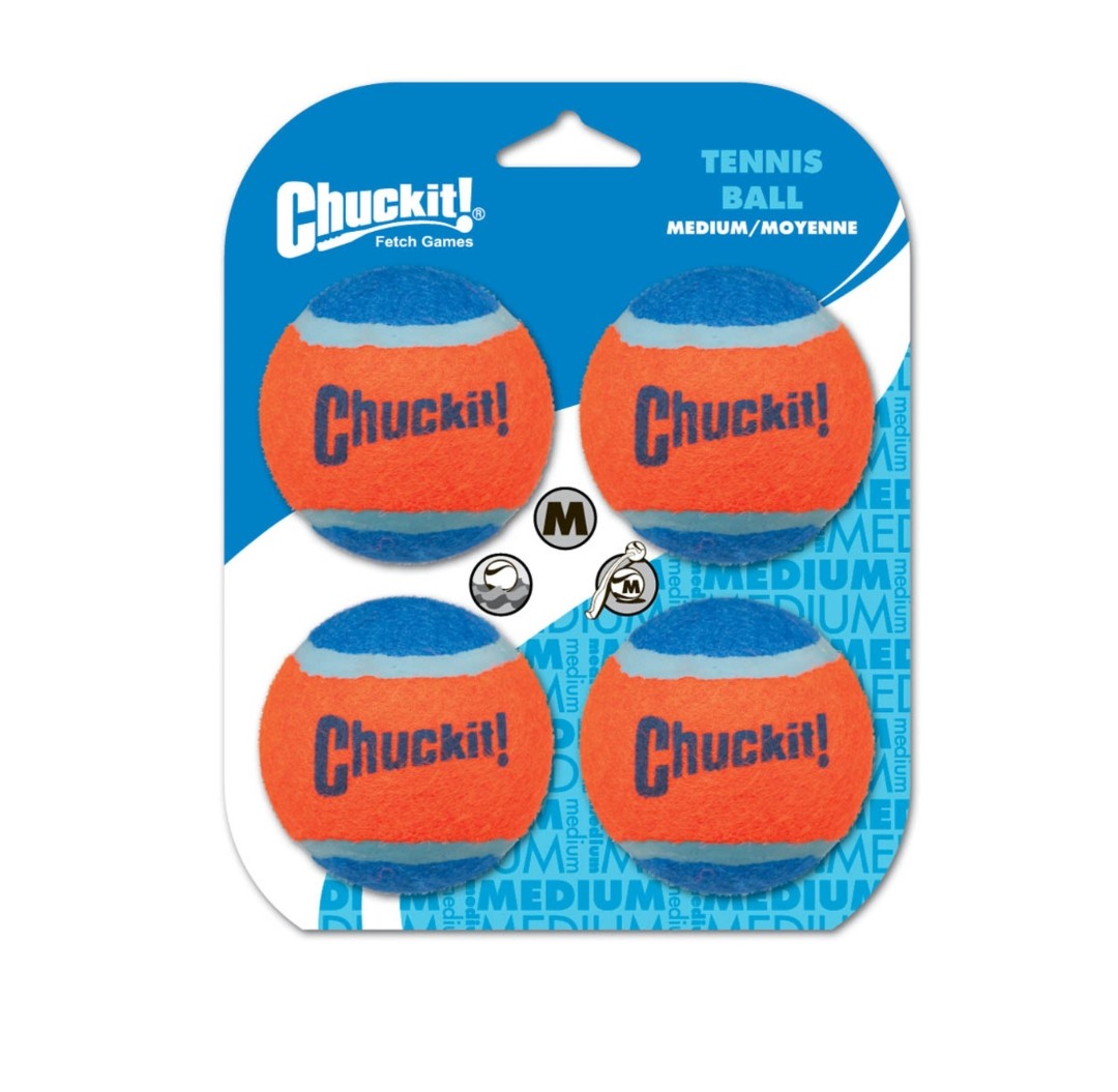 Chuckit Tennis Ball Dog Toy Medium 4 Pack